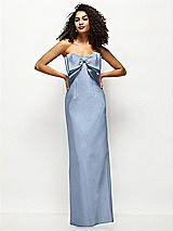 Alt View 1 Thumbnail - Cloudy Strapless Satin Column Maxi Dress with Oversized Handcrafted Bow