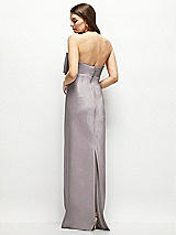 Alt View 4 Thumbnail - Cashmere Gray Strapless Satin Column Maxi Dress with Oversized Handcrafted Bow