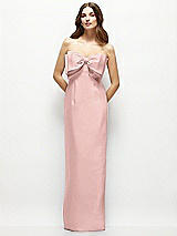 Alt View 2 Thumbnail - Rose - PANTONE Rose Quartz Strapless Satin Column Maxi Dress with Oversized Handcrafted Bow