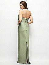 Alt View 4 Thumbnail - Sage Strapless Satin Column Maxi Dress with Oversized Handcrafted Bow