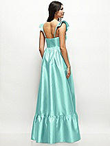 Rear View Thumbnail - Coastal Satin Corset Maxi Dress with Ruffle Straps & Skirt