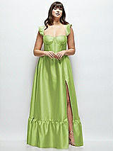 Alt View 1 Thumbnail - Mojito Satin Corset Maxi Dress with Ruffle Straps & Skirt