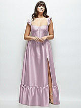 Alt View 1 Thumbnail - Suede Rose Satin Corset Maxi Dress with Ruffle Straps & Skirt