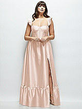 Alt View 1 Thumbnail - Cameo Satin Corset Maxi Dress with Ruffle Straps & Skirt