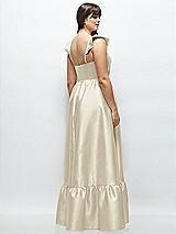 Alt View 3 Thumbnail - Champagne Satin Corset Maxi Dress with Ruffle Straps & Skirt