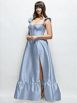 Alt View 2 Thumbnail - Cloudy Satin Corset Maxi Dress with Ruffle Straps & Skirt