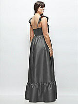 Alt View 3 Thumbnail - Gunmetal Satin Corset Maxi Dress with Ruffle Straps & Skirt