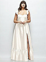 Alt View 1 Thumbnail - Ivory Satin Corset Maxi Dress with Ruffle Straps & Skirt