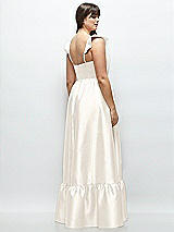 Alt View 3 Thumbnail - Ivory Satin Corset Maxi Dress with Ruffle Straps & Skirt