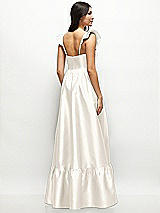 Rear View Thumbnail - Ivory Satin Corset Maxi Dress with Ruffle Straps & Skirt