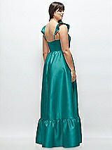 Alt View 3 Thumbnail - Jade Satin Corset Maxi Dress with Ruffle Straps & Skirt