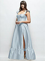 Alt View 2 Thumbnail - Mist Satin Corset Maxi Dress with Ruffle Straps & Skirt