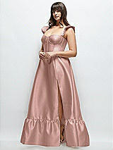 Alt View 2 Thumbnail - Neu Nude Satin Corset Maxi Dress with Ruffle Straps & Skirt