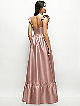 Rear View Thumbnail - Neu Nude Satin Corset Maxi Dress with Ruffle Straps & Skirt