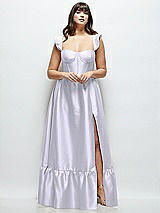 Alt View 1 Thumbnail - Silver Dove Satin Corset Maxi Dress with Ruffle Straps & Skirt