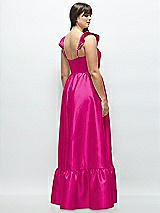 Alt View 3 Thumbnail - Think Pink Satin Corset Maxi Dress with Ruffle Straps & Skirt