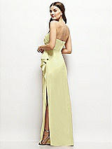 Alt View 3 Thumbnail - Butter Yellow Strapless Draped Skirt Satin Maxi Dress with Cascade Ruffle