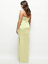 Rear View Thumbnail - Butter Yellow Strapless Draped Skirt Satin Maxi Dress with Cascade Ruffle