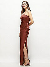 Alt View 2 Thumbnail - Auburn Moon Strapless Draped Skirt Satin Maxi Dress with Cascade Ruffle