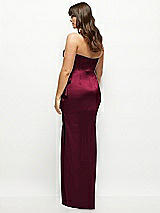 Rear View Thumbnail - Cabernet Strapless Draped Skirt Satin Maxi Dress with Cascade Ruffle