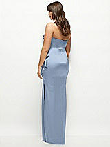 Rear View Thumbnail - Cloudy Strapless Draped Skirt Satin Maxi Dress with Cascade Ruffle