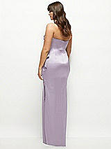 Rear View Thumbnail - Lilac Haze Strapless Draped Skirt Satin Maxi Dress with Cascade Ruffle