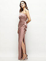 Alt View 2 Thumbnail - Neu Nude Strapless Draped Skirt Satin Maxi Dress with Cascade Ruffle