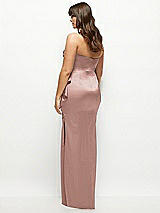 Rear View Thumbnail - Neu Nude Strapless Draped Skirt Satin Maxi Dress with Cascade Ruffle