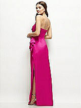 Alt View 3 Thumbnail - Think Pink Strapless Draped Skirt Satin Maxi Dress with Cascade Ruffle