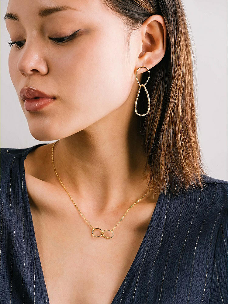 Back View - Gold Pave Link Gold Hoop Earrings