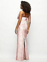 Rear View Thumbnail - Bow And Blossom Print Strapless Floral Satin Column Maxi Dress with Oversized Bow