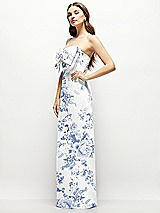 Alt View 3 Thumbnail - Cottage Rose Larkspur Strapless Floral Satin Column Maxi Dress with Oversized Bow