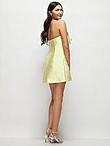 Rear View Thumbnail - Butter Yellow Strapless Bell Skirt Satin Mini Dress with Oversized Bow