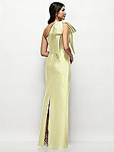 Rear View Thumbnail - Butter Yellow Oversized Bow One-Shoulder Satin Column Maxi Dress