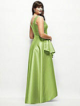 Rear View Thumbnail - Mojito Beaded Floral Bodice Satin Maxi Dress with Layered Ballgown Skirt