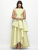 Front View Thumbnail - Butter Yellow Satin Maxi Dress with Asymmetrical Layered Ballgown Skirt