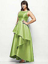 Side View Thumbnail - Mojito Satin Maxi Dress with Asymmetrical Layered Ballgown Skirt