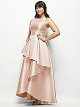 Side View Thumbnail - Cameo Satin Maxi Dress with Asymmetrical Layered Ballgown Skirt