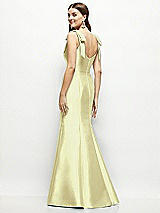 Rear View Thumbnail - Butter Yellow Satin Fit and Flare Maxi Dress with Shoulder Bows