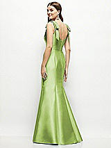 Rear View Thumbnail - Mojito Satin Fit and Flare Maxi Dress with Shoulder Bows