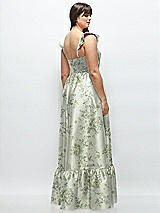 Alt View 3 Thumbnail - Sage Cottage Rose Floral Satin Corset Maxi Dress with Ruffle Straps & Skirt