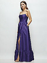 Side View Thumbnail - Grape Strapless Cat-Eye Boned Bodice Maxi Dress with Ruffle Hem