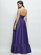 Rear View Thumbnail - Grape Strapless Cat-Eye Boned Bodice Maxi Dress with Ruffle Hem