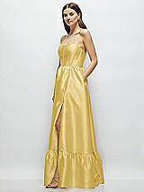 Side View Thumbnail - Maize Strapless Cat-Eye Boned Bodice Maxi Dress with Ruffle Hem