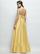 Rear View Thumbnail - Maize Strapless Cat-Eye Boned Bodice Maxi Dress with Ruffle Hem