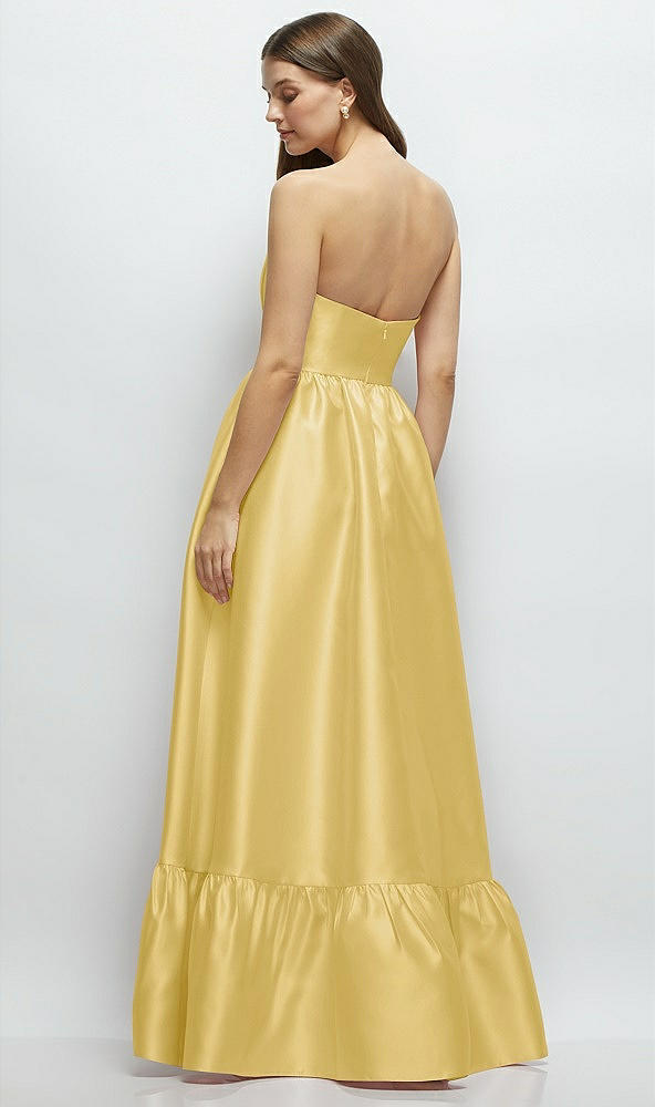 Back View - Maize Strapless Cat-Eye Boned Bodice Maxi Dress with Ruffle Hem