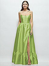 Front View Thumbnail - Mojito Strapless Cat-Eye Boned Bodice Maxi Dress with Ruffle Hem