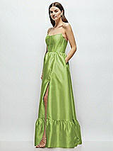 Side View Thumbnail - Mojito Strapless Cat-Eye Boned Bodice Maxi Dress with Ruffle Hem