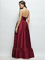 Rear View Thumbnail - Burgundy Strapless Cat-Eye Boned Bodice Maxi Dress with Ruffle Hem