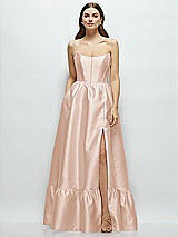 Front View Thumbnail - Cameo Strapless Cat-Eye Boned Bodice Maxi Dress with Ruffle Hem